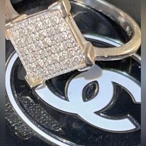 10k white gold genuine diamonds Square Pave Ring
